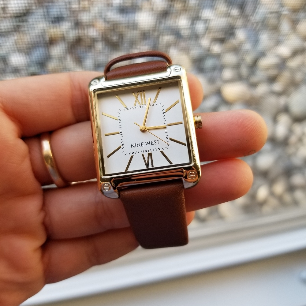 Nine West Square Brown Leather Watch